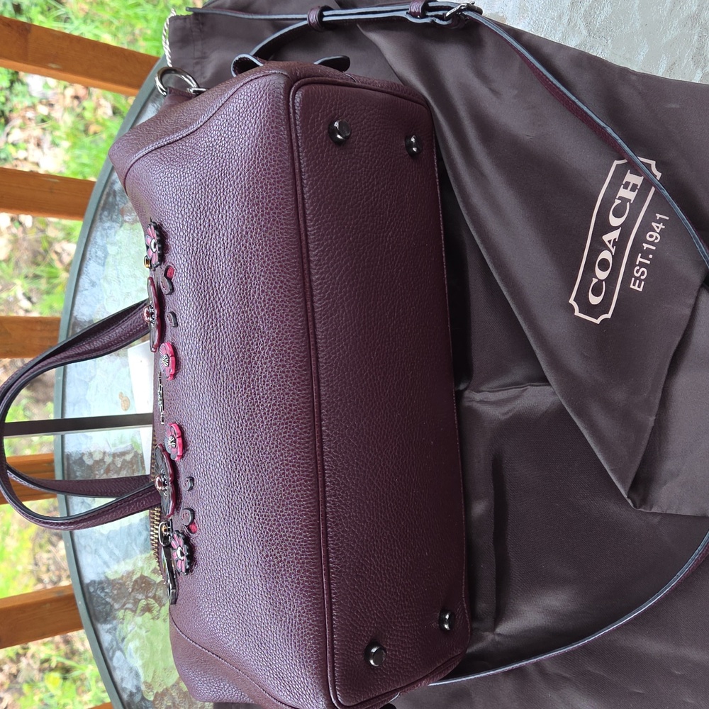 Coach Primrose Willow Pebbled Leather Bag Satchel Black with Tearose - Picture 4 of 8